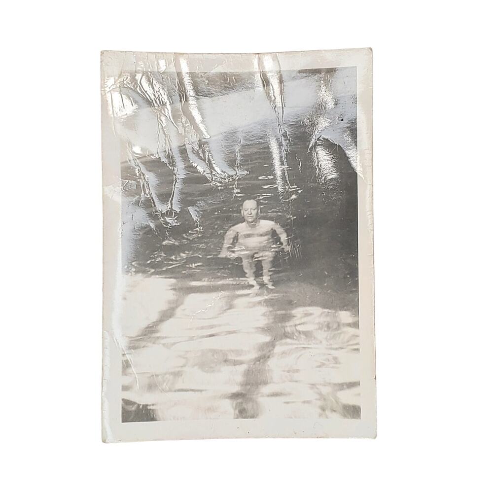 Vtg Man Takes Plunge in Hot Springs South Dakota Original Monochrome Photography